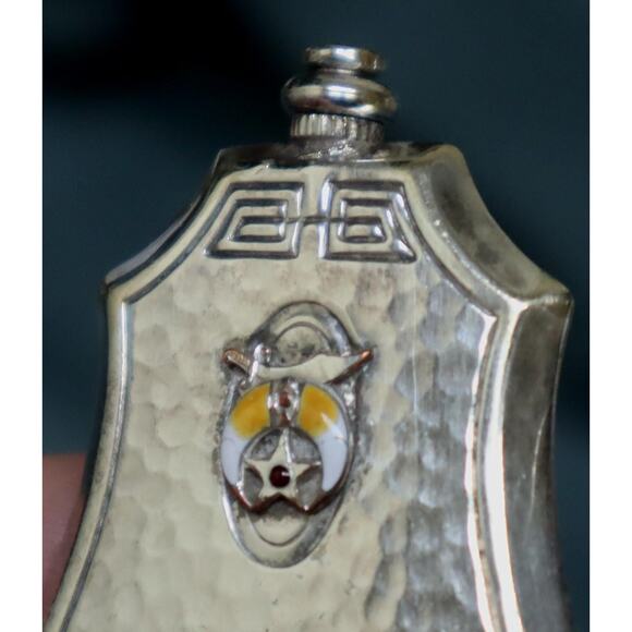Art Deco Hammered Shriners Perfume Bottle - Picture 3 of 6
